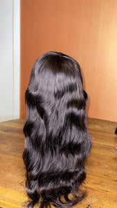 Dark Brown Bang Human Hair Wig Body Wave